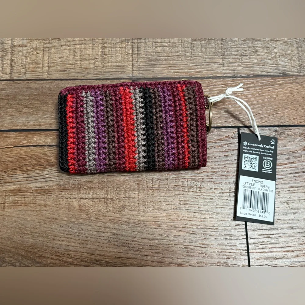 The Sak Encino Essential Wallet in Black Cherry Stripe